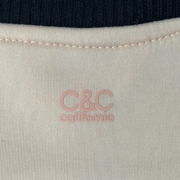 C&C California Womens Pink Mesh Sweatshirt Large Black White Trim Fall Pullover - Picture 11 of 13